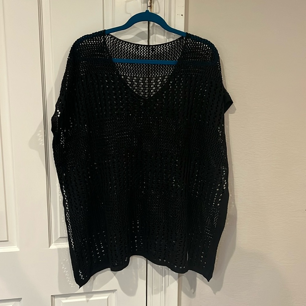Black crochet swimsuit cover-up